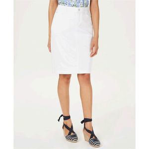 Petite Denim Tummy-Control Skirt, White, Size 4 PET n3SO